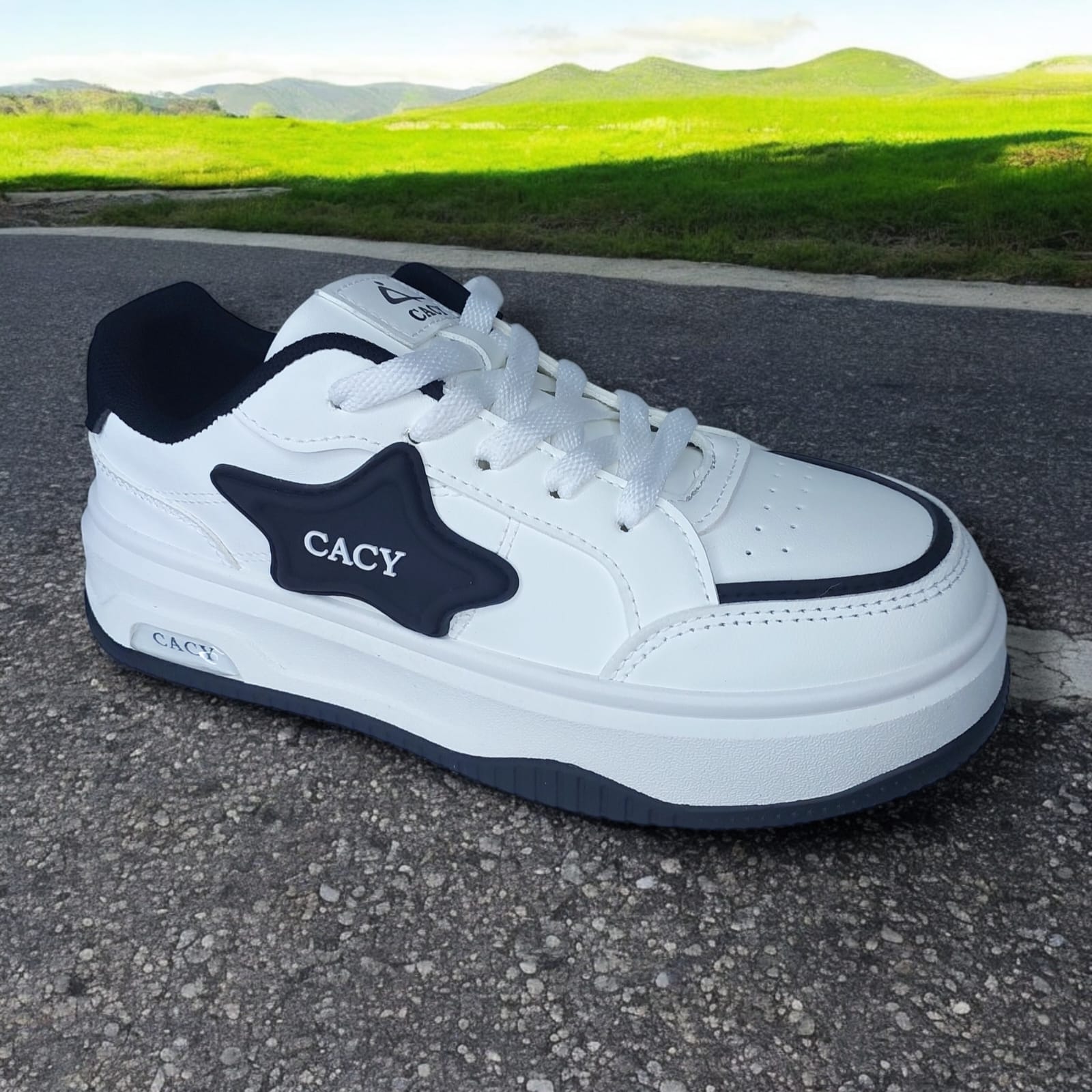 ZAPATILLA PARA DAMA CACY ESTRELLA BLANCONEGRO - C91114 - 2
