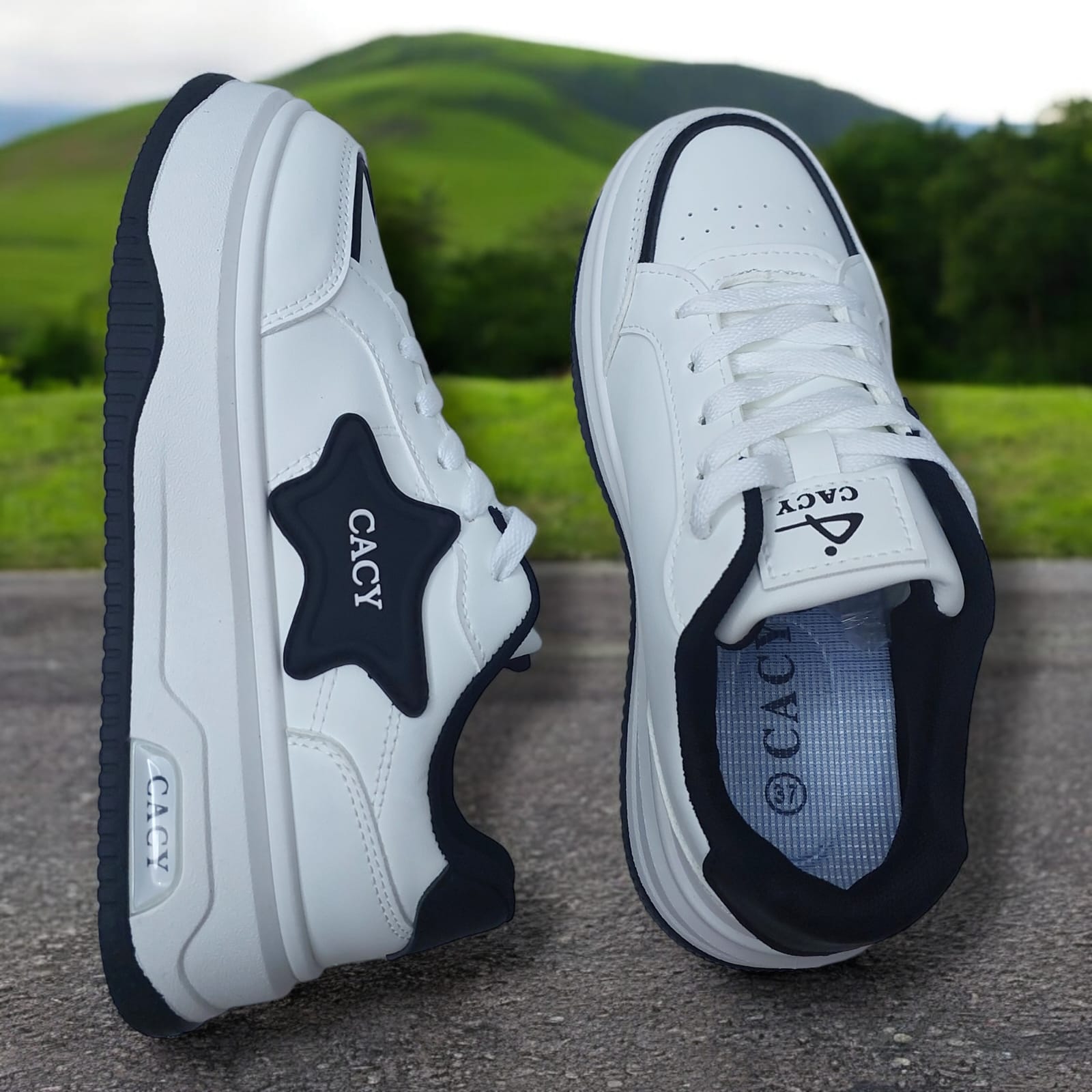 ZAPATILLA PARA DAMA CACY ESTRELLA BLANCONEGRO - C91114 - 6