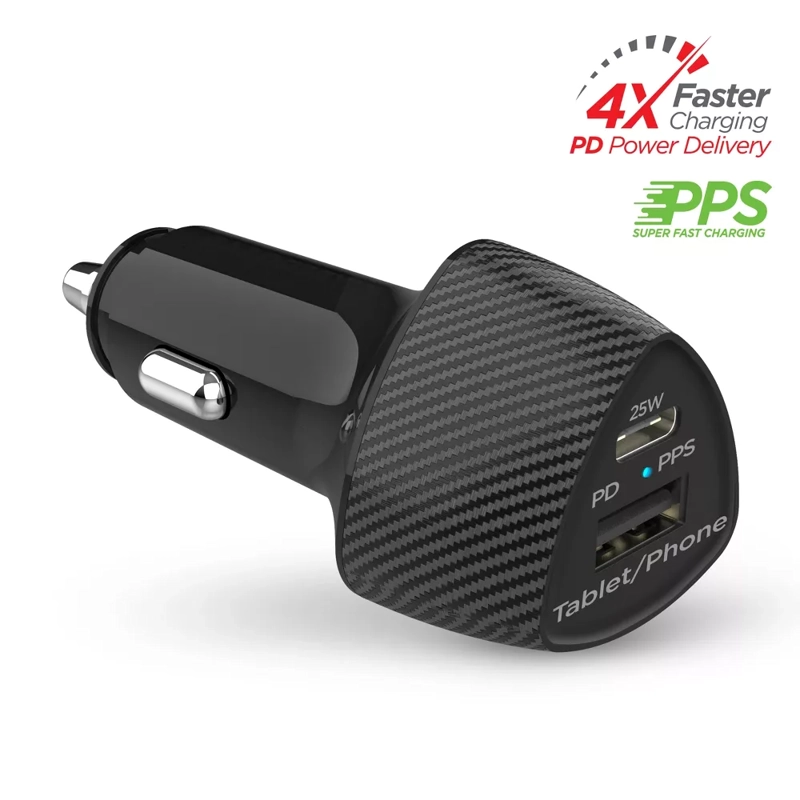 CARGADOR DE AUTO HYPERGEAR SPEEDBOOST 25W USB-C PD Y 12W USB PPS - 2