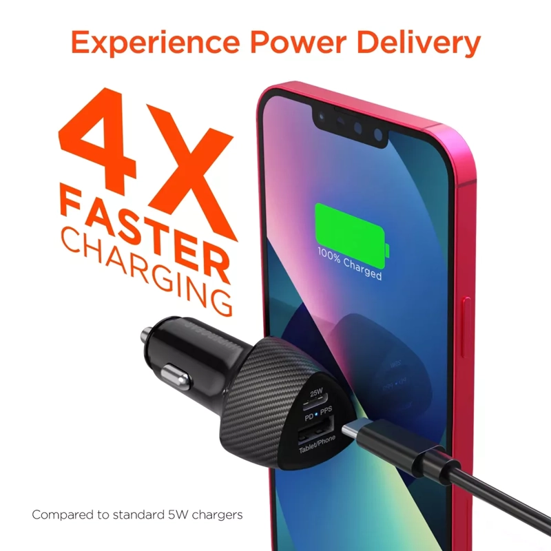 CARGADOR DE AUTO HYPERGEAR SPEEDBOOST 25W USB-C PD Y 12W USB PPS - 4