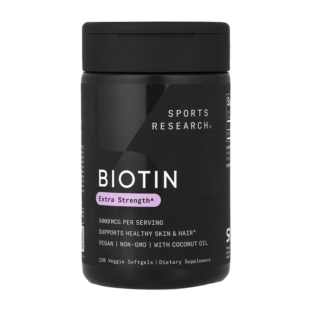 SPORTS RESEARCH BIOTIN EXTRA STRENGTH 5000MCG 120 SOFTGELS - 1