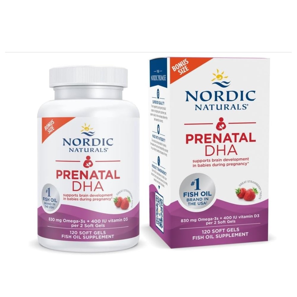 NORDIC NATURALS DHA PRENATAL 830MG OMEGA 3S  400 IU VITAMINA D3 120 GELS FRES - 1