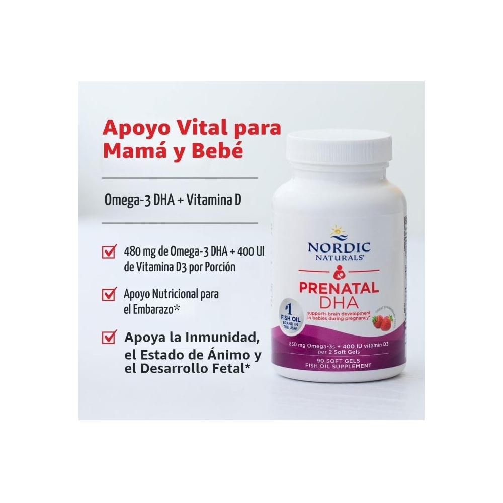 NORDIC NATURALS DHA PRENATAL 830MG OMEGA 3S  400 IU VITAMINA D3 120 GELS FRES - 3