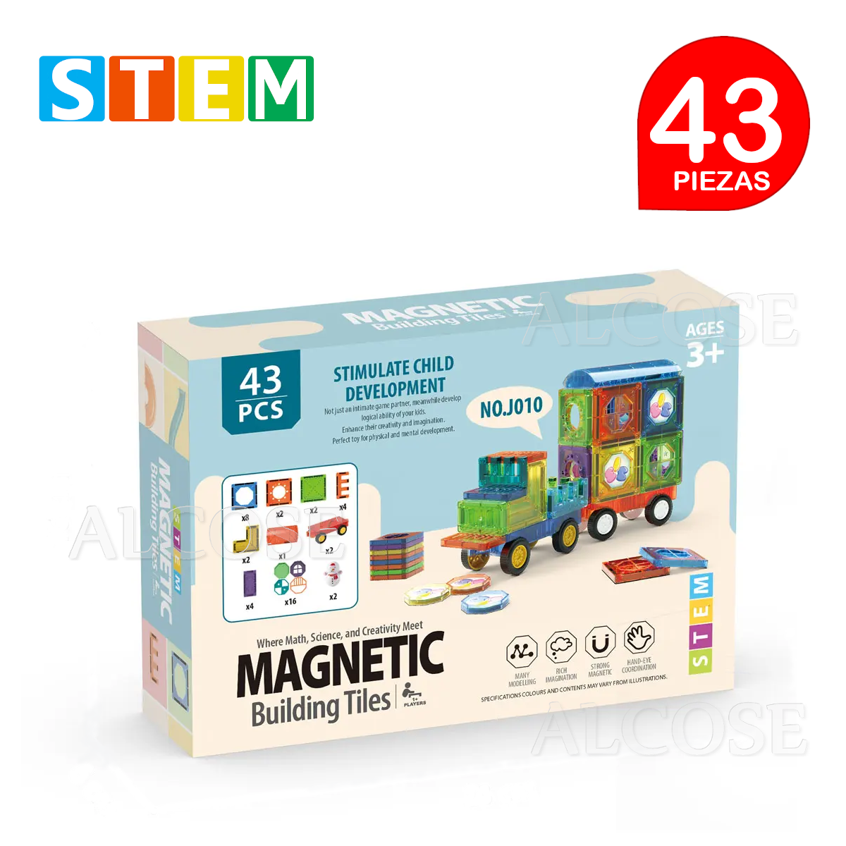 BLOQUES MAGNÉTICOS STM DIDÁCTICOS STEM CAJA 43 PIEZAS - 1