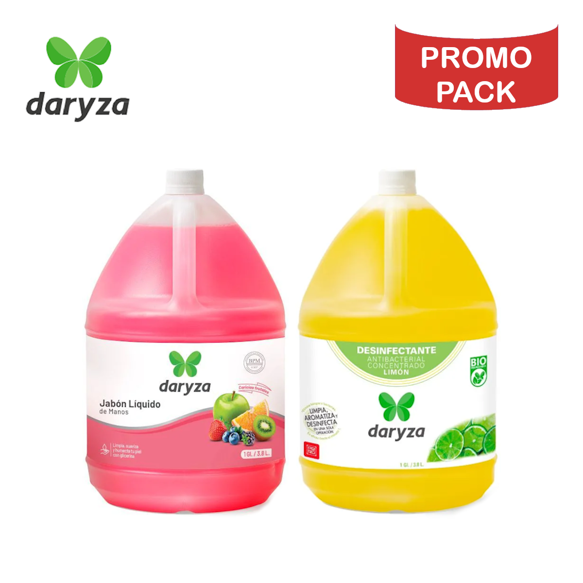 PACK DARYZA JABÓN LÍQUIDO GALÓN Y DESINFECTANTE GALÓN PROMO - 1