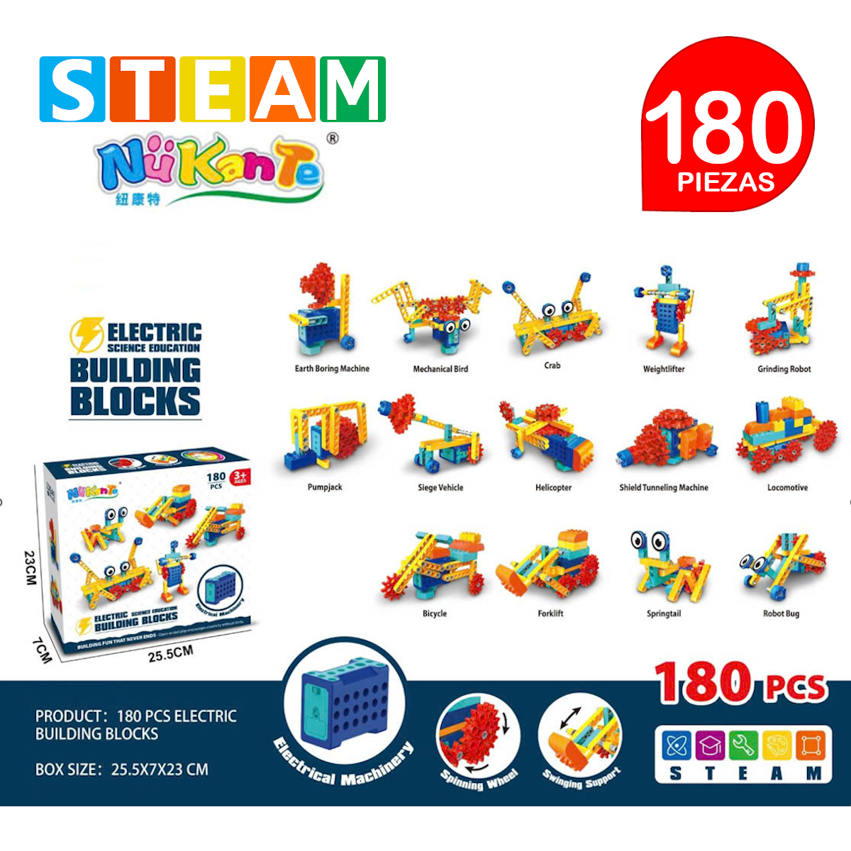 BLOQUES DIDÁCTICOS ELÉCTRICO STEAM NUKANTE CAJA 180 PIEZAS - 5