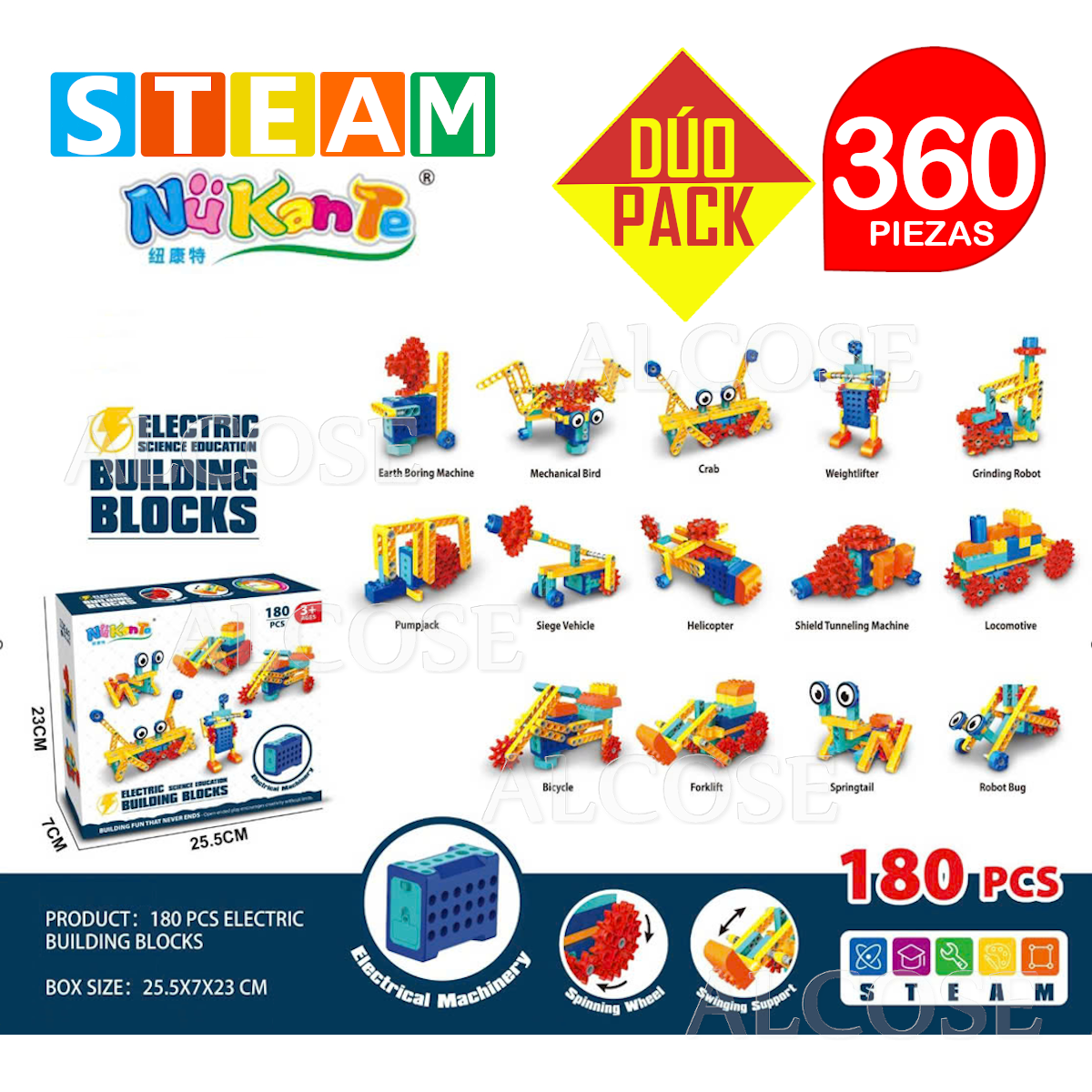BLOQUES DIDÁCTICOS ELÉCTRICO STEAM NUKANTE 180PZ DÚO PACK 360 PIEZAS - 4