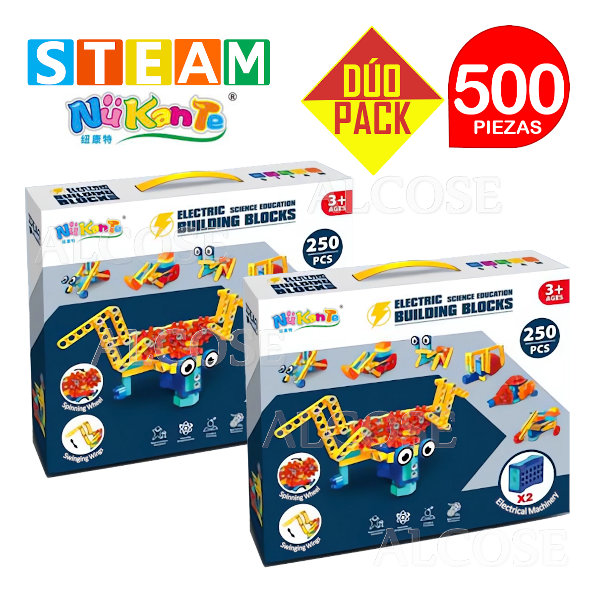 BLOQUES DIDÁCTICOS ELÉCTRICO STEAM NUKANTE 250PZ DÚO PACK 500 PIEZAS - 1