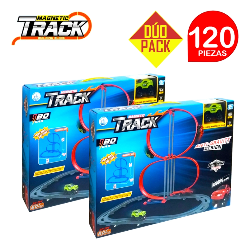 PISTA DE CARRERA MAGNETIC TRACK MAGNÉTICA ANTIGRAVEDAD 60 PIEZAS. DÚO PACK 120 PIEZAS - 1