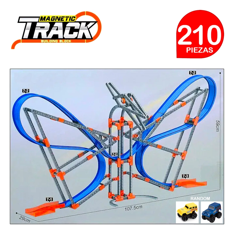 PISTA DE CARRERA MAGNETIC TRACK MAGNÉTICA ANTIGRAVEDAD DINOSAURIO 210 PIEZAS - 3