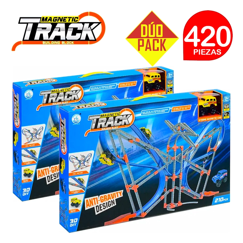 PISTA MAGNETIC TRACK MAGNÉTICA ANTIGRAVEDAD DINOSAURIO 210 PZ. DÚO PACK 420 PIEZAS - 1