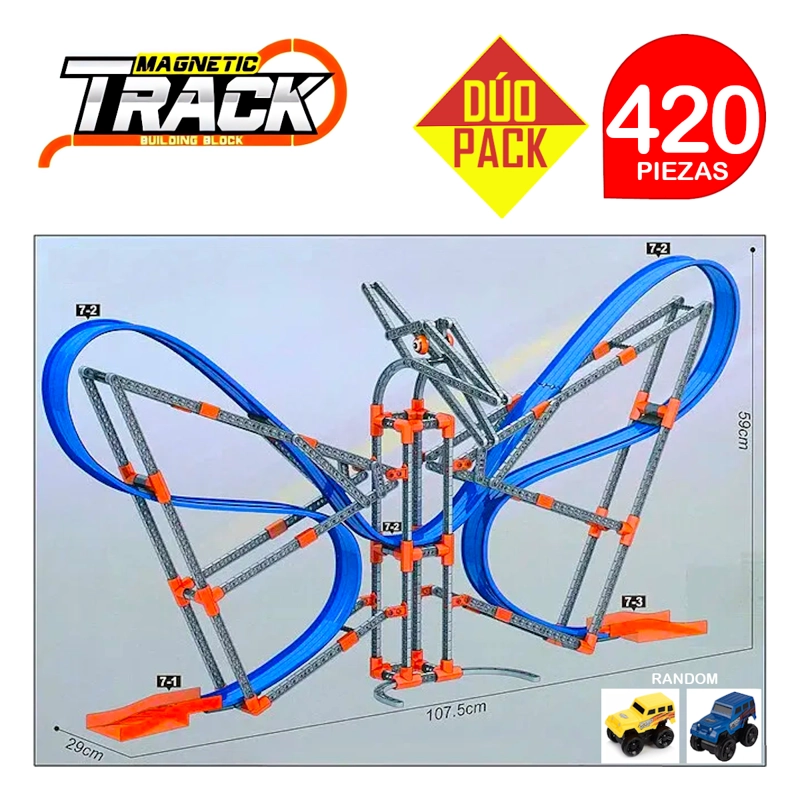PISTA MAGNETIC TRACK MAGNÉTICA ANTIGRAVEDAD DINOSAURIO 210 PZ. DÚO PACK 420 PIEZAS - 3