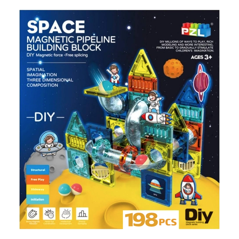 BLOQUES MAGNÉTICOS DIDÁCTICOS STEM PZL ESPACIAL CAJA 99 PIEZAS. DÚO PACK 198 PIEZAS - 2