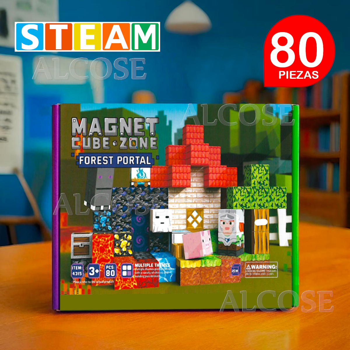 CUBOS MAGNÉTICOS 3D DIDÁCTICOS STEAM CAJA 80 PIEZAS FOREST PORTAL - 1