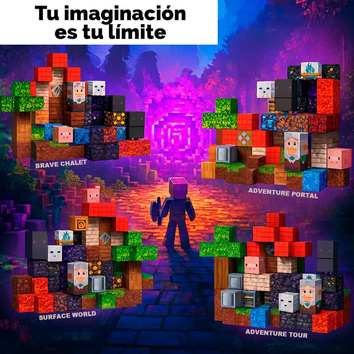 CUBOS MAGNÉTICOS 3D DIDÁCTICOS STEAM CAJA 80 PIEZAS FOREST PORTAL - 4