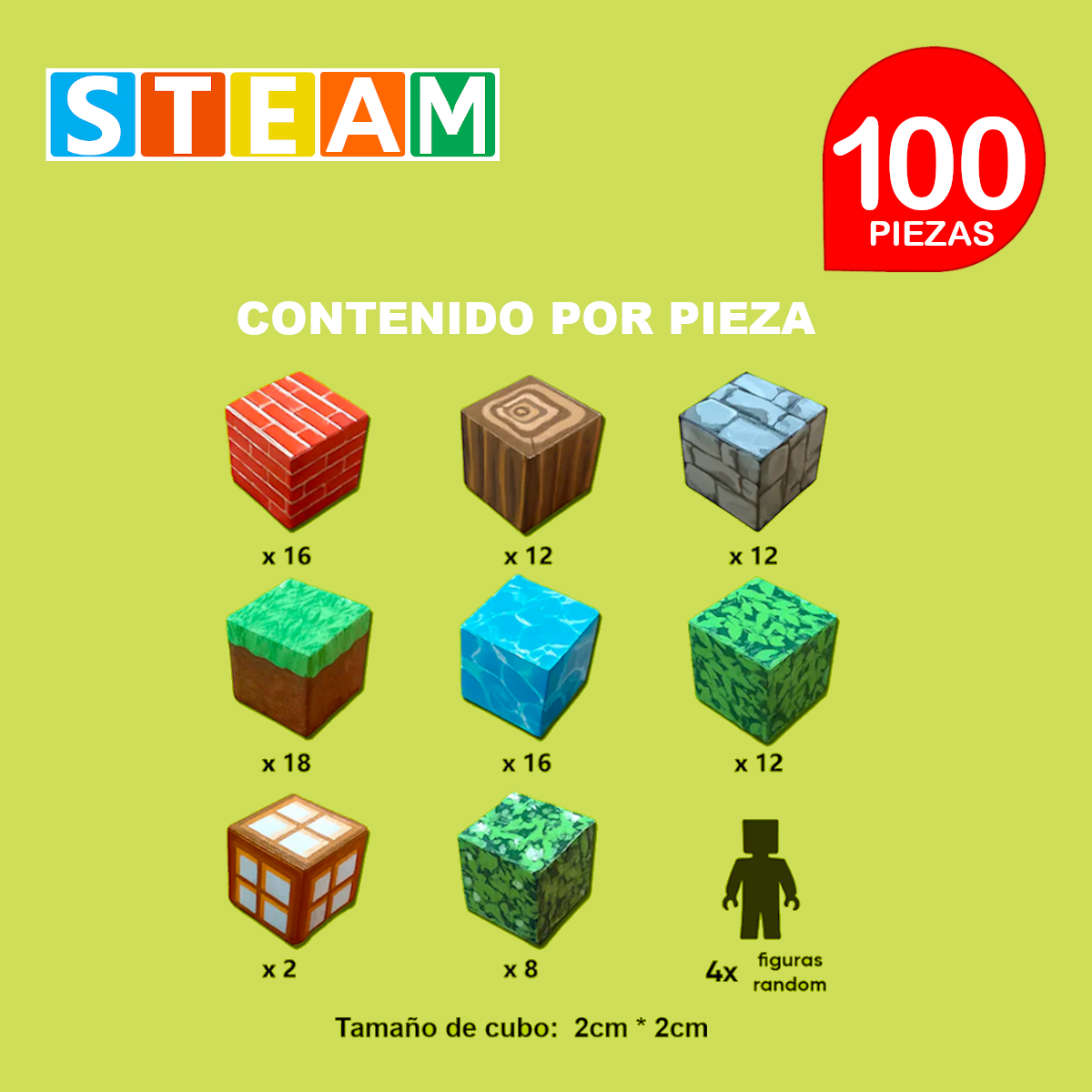 CUBOS MAGNÉTICOS 3D DIDÁCTICOS STEAM CAJA 100 PIEZAS BASE SCENARIO - 2