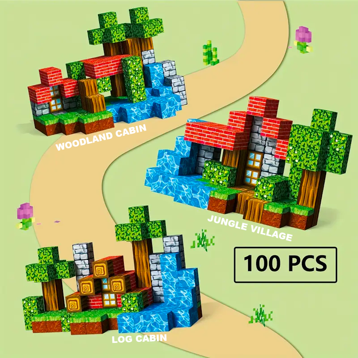 CUBOS MAGNÉTICOS 3D DIDÁCTICOS STEAM CAJA 100 PIEZAS BASE SCENARIO - 4
