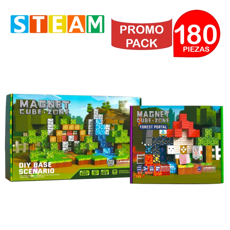 CUBOS MAGNÉTICOS 3D DIDÁCTICOS STEAM 100PZ+80PZ PROMO PACK 180 PIEZAS - 1