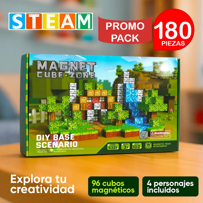 CUBOS MAGNÉTICOS 3D DIDÁCTICOS STEAM 100PZ+80PZ PROMO PACK 180 PIEZAS - 2