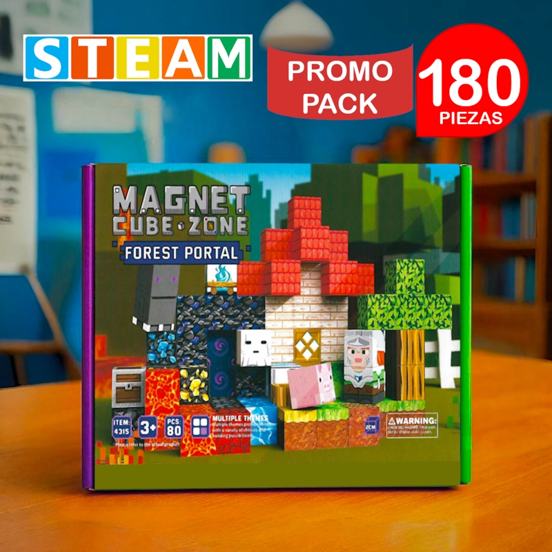 CUBOS MAGNÉTICOS 3D DIDÁCTICOS STEAM 100PZ+80PZ PROMO PACK 180 PIEZAS - 3