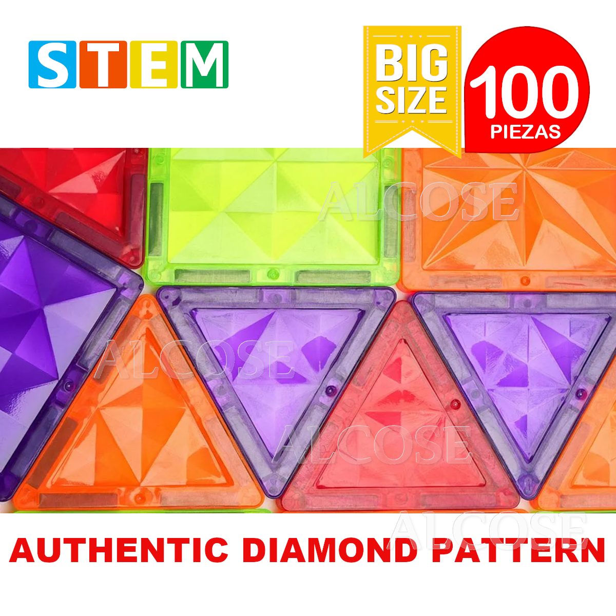 BLOQUES MAGNÉTICOS DIDÁCTICOS STEM DIAMANTE CAJA 100 PIEZAS - 4