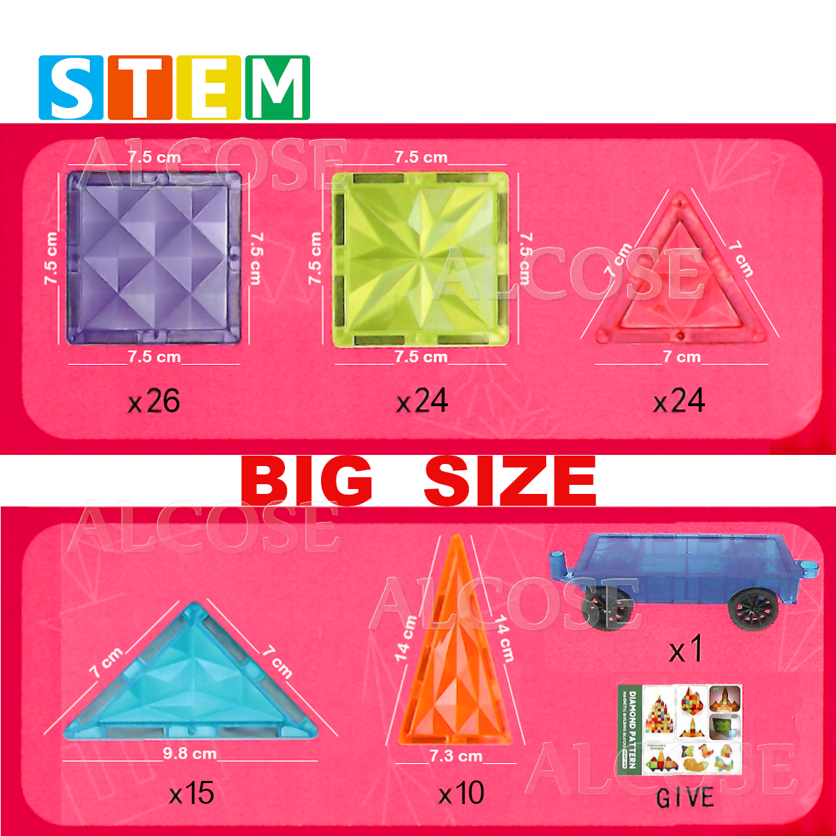 BLOQUES MAGNÉTICOS DIDÁCTICOS STEM DIAMANTE CAJA 100 PIEZAS - 5