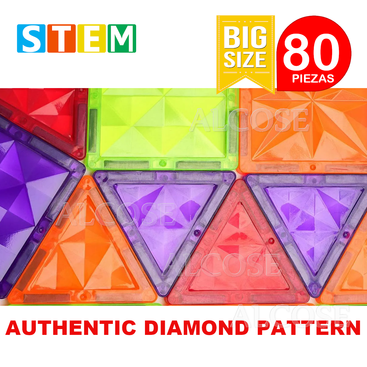 BLOQUES MAGNÉTICOS DIDÁCTICOS STEM DIAMANTE CAJA 80 PIEZAS - 2