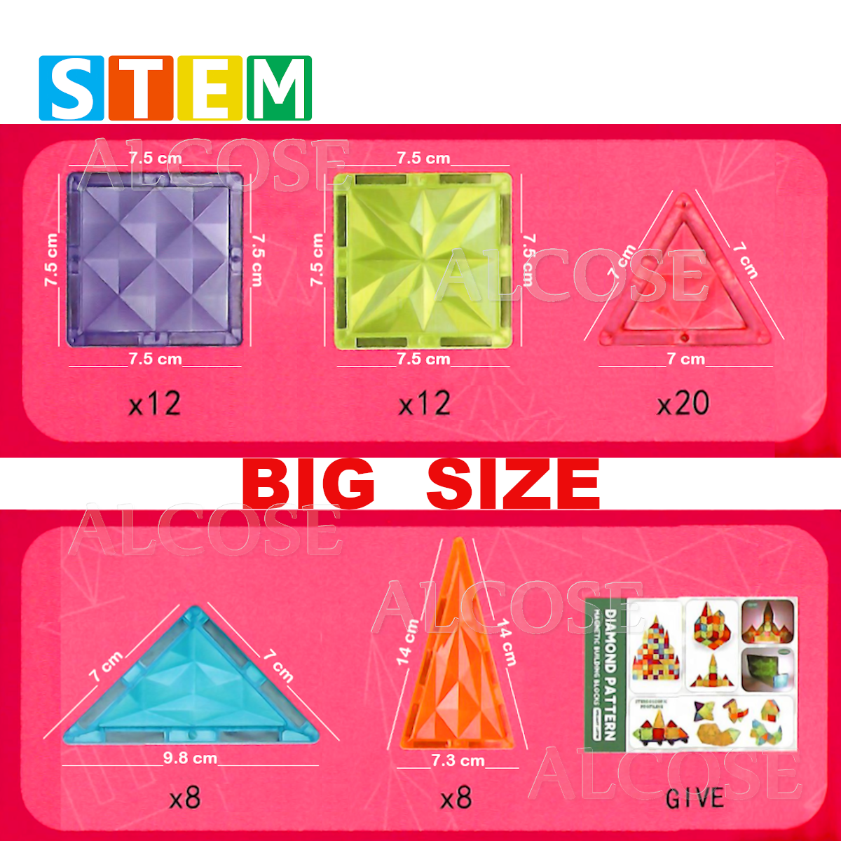 BLOQUES MAGNÉTICOS DIDÁCTICOS STEM DIAMANTE CAJA 60 PIEZAS - 3