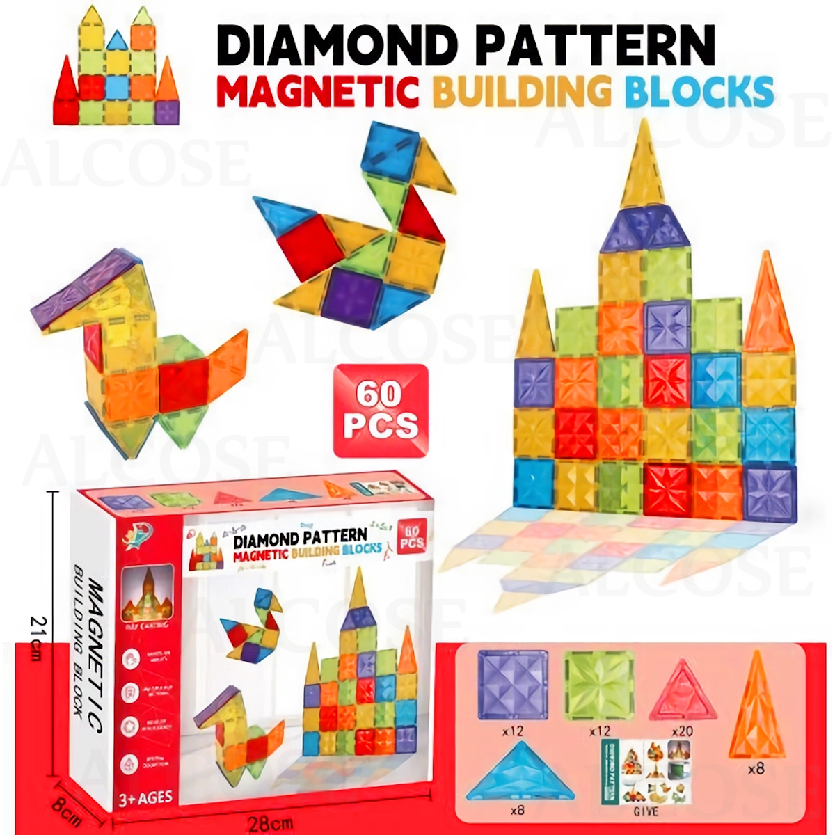 BLOQUES MAGNÉTICOS DIDÁCTICOS STEM DIAMANTE CAJA 60 PIEZAS - 4