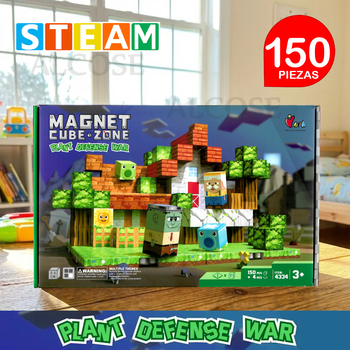 CUBOS MAGNÉTICOS 3D DIDÁCTICOS STEAM CAJA 150 PIEZAS - PLANT DEFENSE WAR - 1