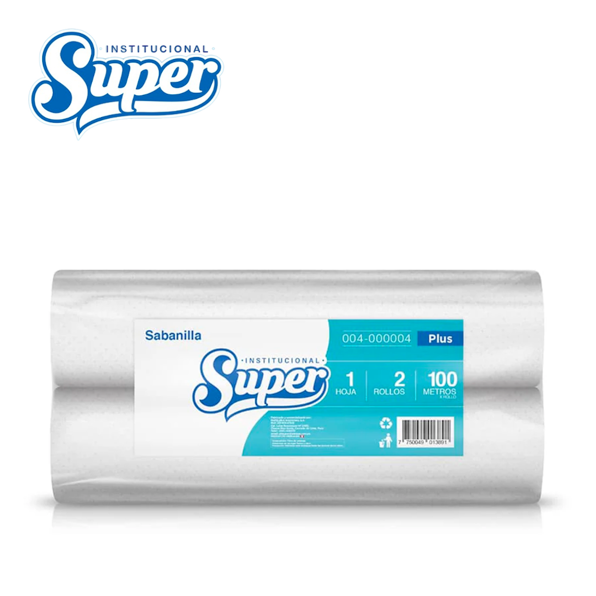 SABANILLA PAPEL UNA HOJA 100 METROS 2 ROLLOS SUPER - 1