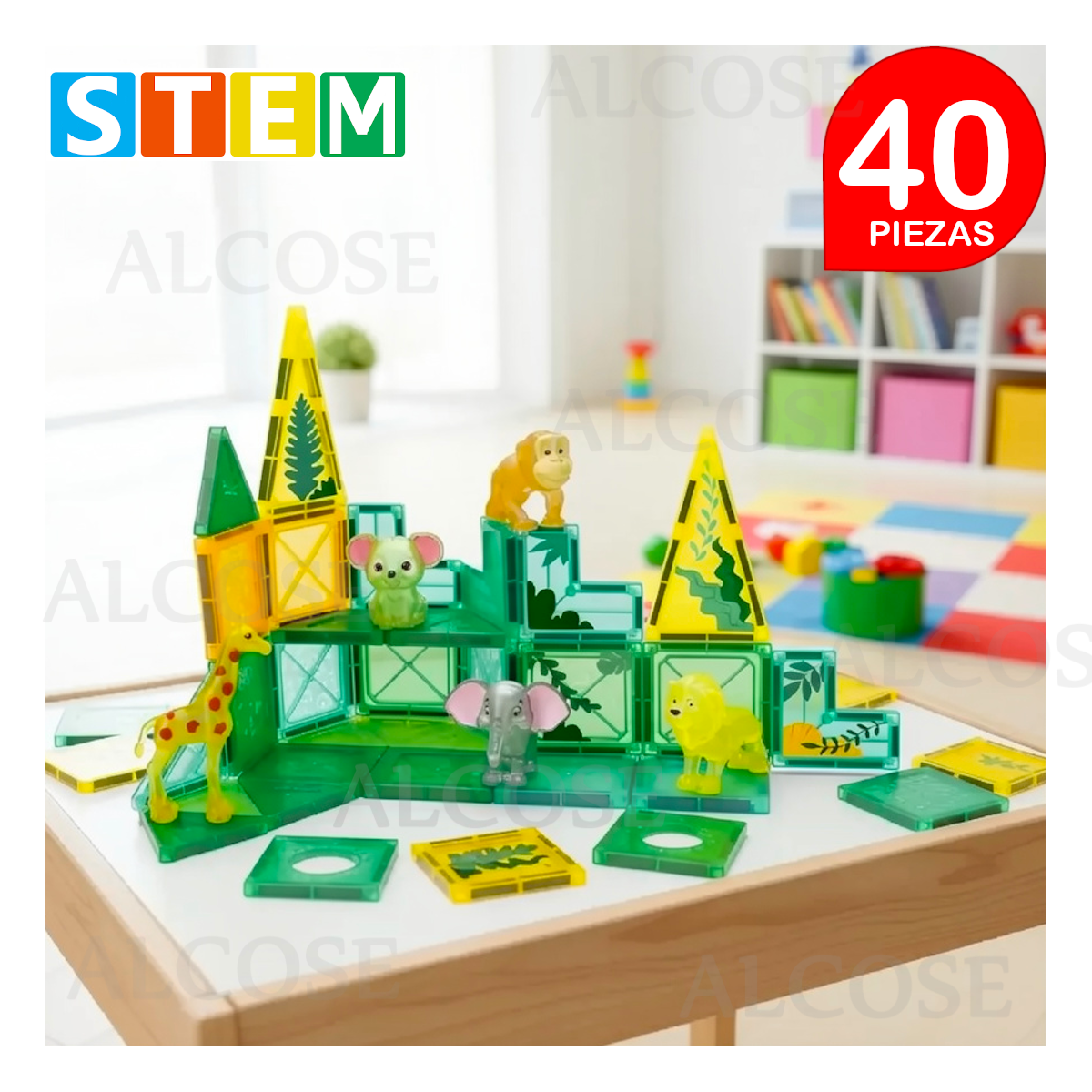 BLOQUES MAGNÉTICOS DIDÁCTICOS STEM ANIMAL PARK CAJA 40 PIEZAS - 2