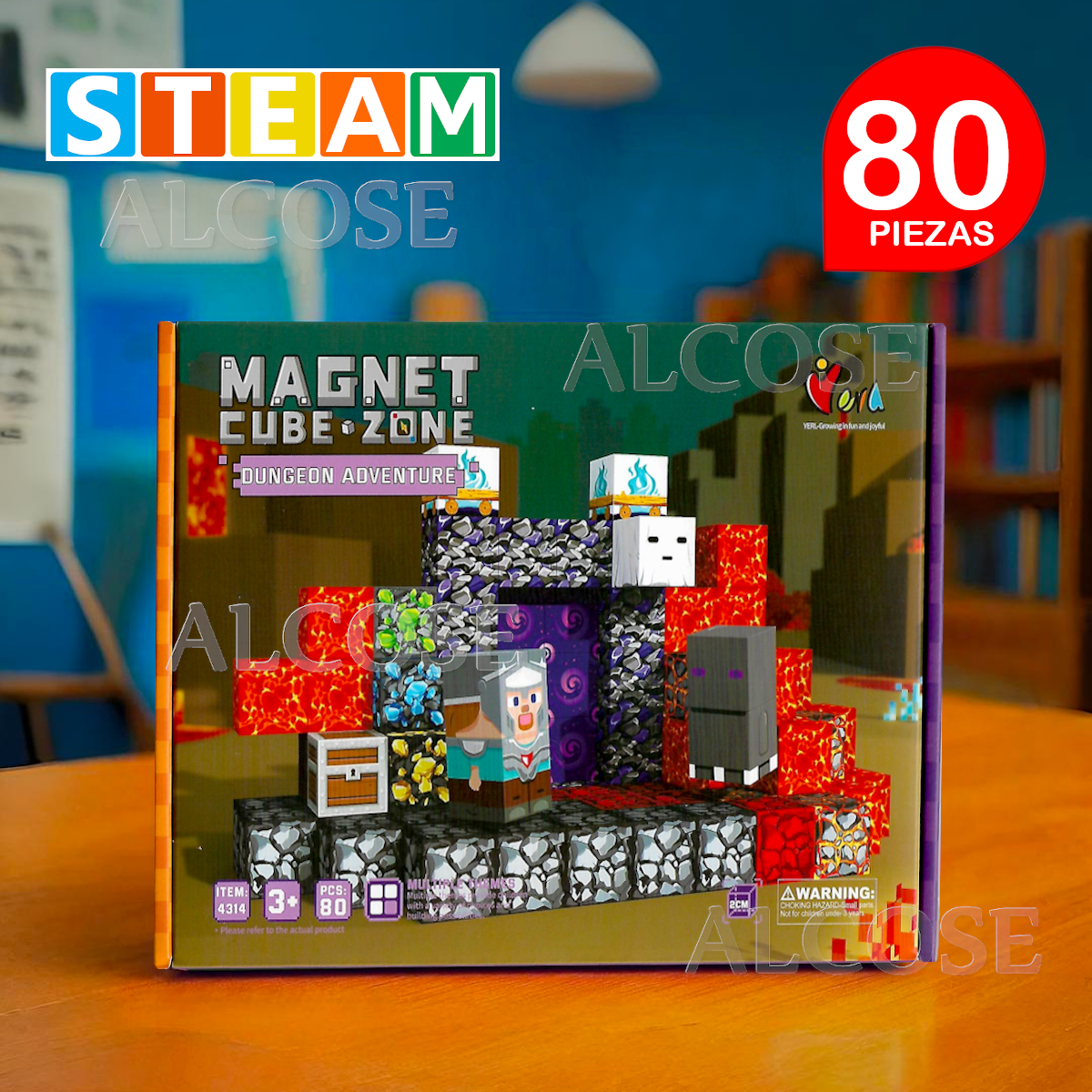 CUBOS MAGNÉTICOS 3D DIDÁCTICOS STEAM CAJA 80 PIEZAS DUNGEON ADVENTURE - 1