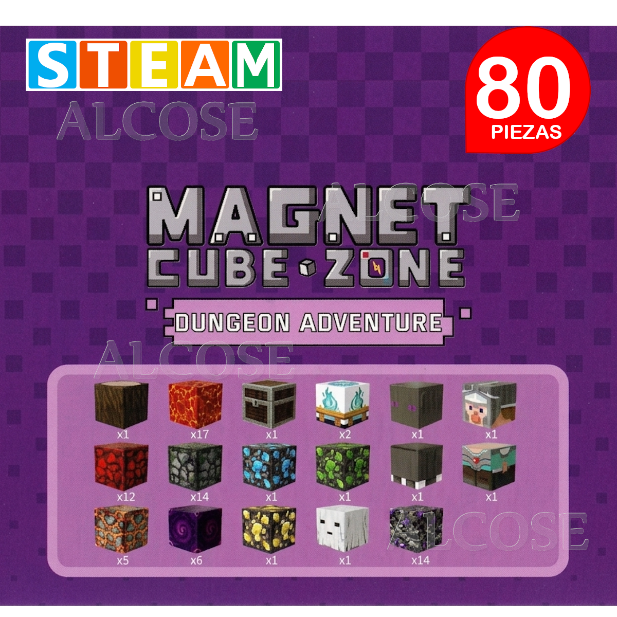 CUBOS MAGNÉTICOS 3D DIDÁCTICOS STEAM CAJA 80 PIEZAS DUNGEON ADVENTURE - 2