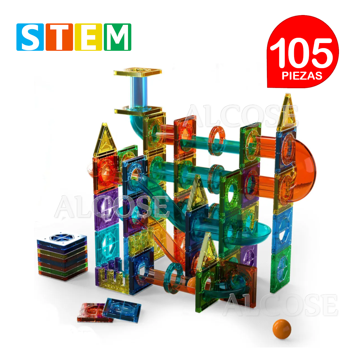 BLOQUES MAGNÉTICOS DIDÁCTICOS STEM CAJA 105 PIEZAS - 2