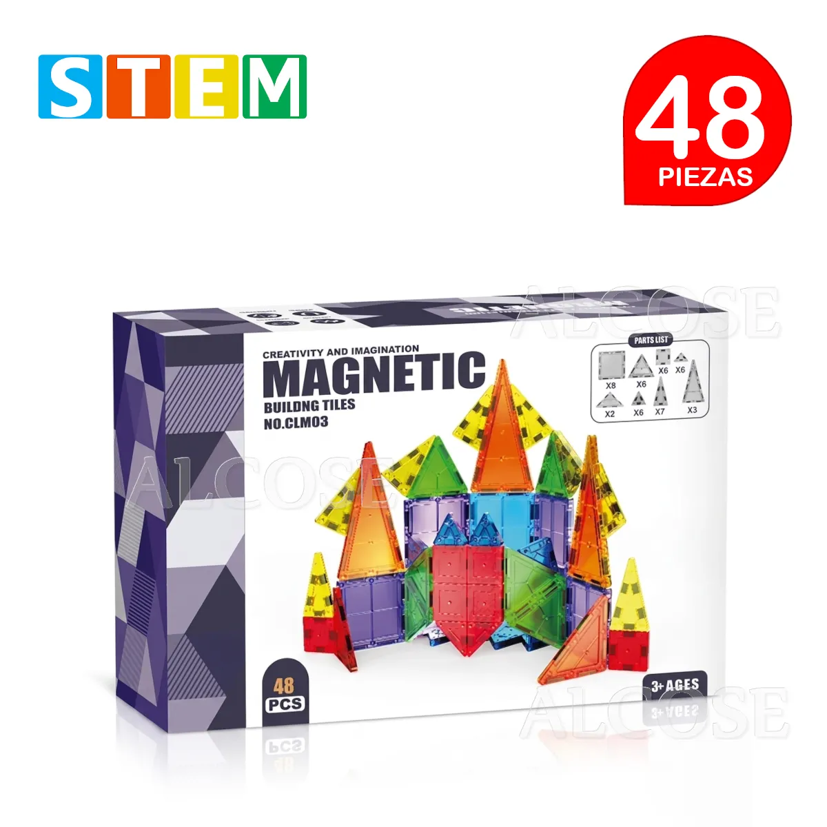 BLOQUES MAGNÉTICOS DIDÁCTICOS STEM MIX CAJA 48 PIEZAS - 1