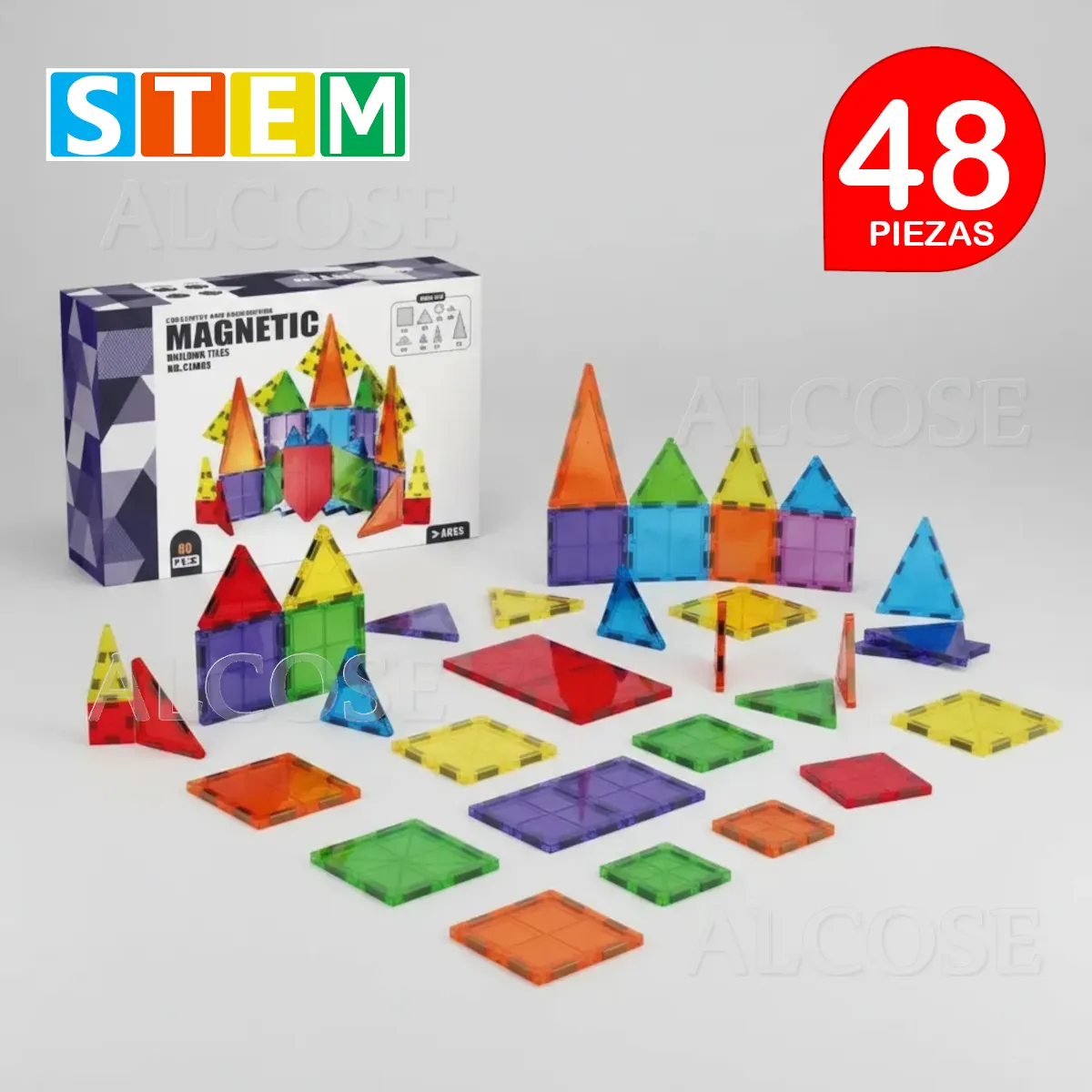 BLOQUES MAGNÉTICOS DIDÁCTICOS STEM MIX CAJA 48 PIEZAS - 2