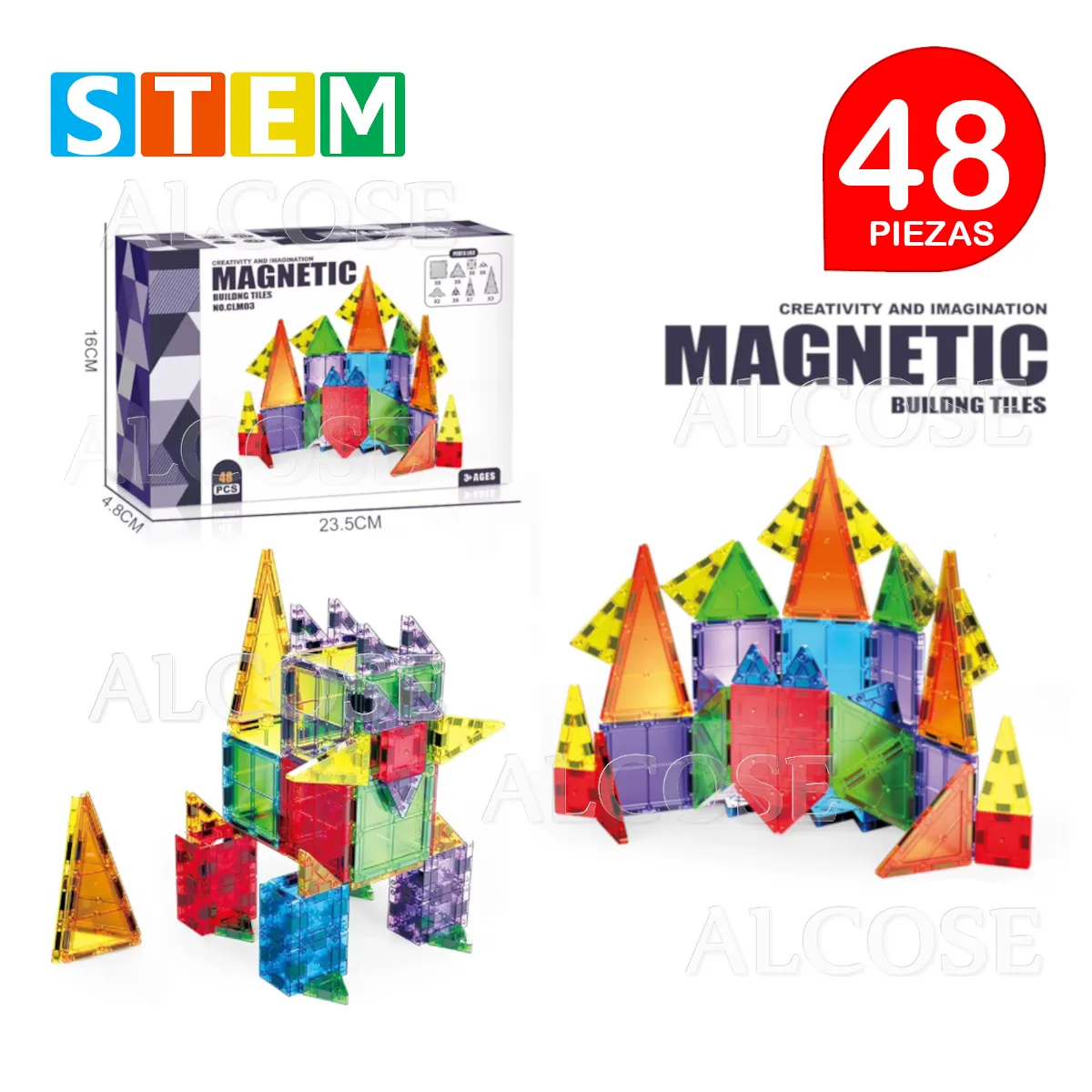 BLOQUES MAGNÉTICOS DIDÁCTICOS STEM MIX CAJA 48 PIEZAS - 4