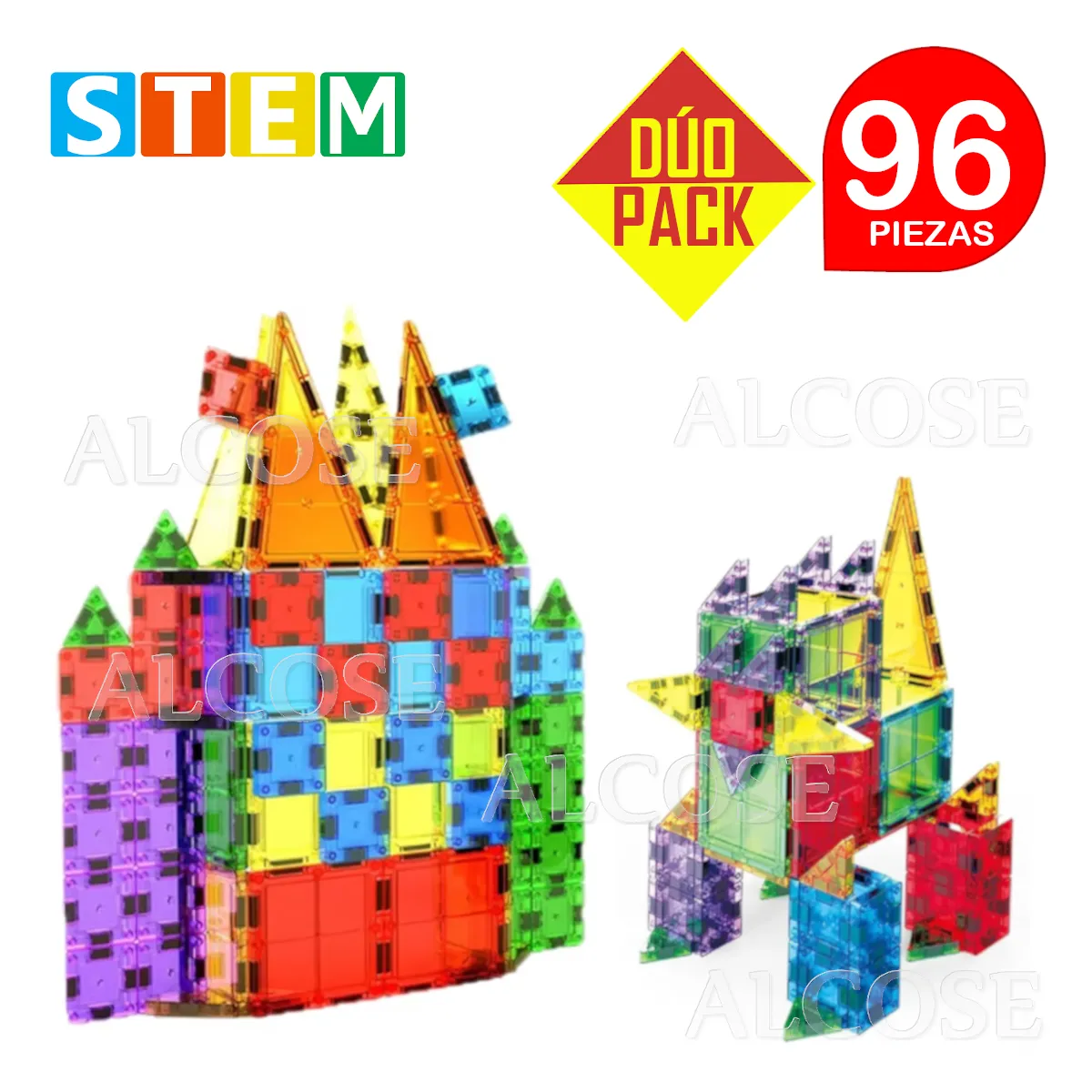 BLOQUES MAGNÉTICOS DIDÁCTICOS STEM MIX 48PZ DÚO PACK 96 PIEZAS - 3