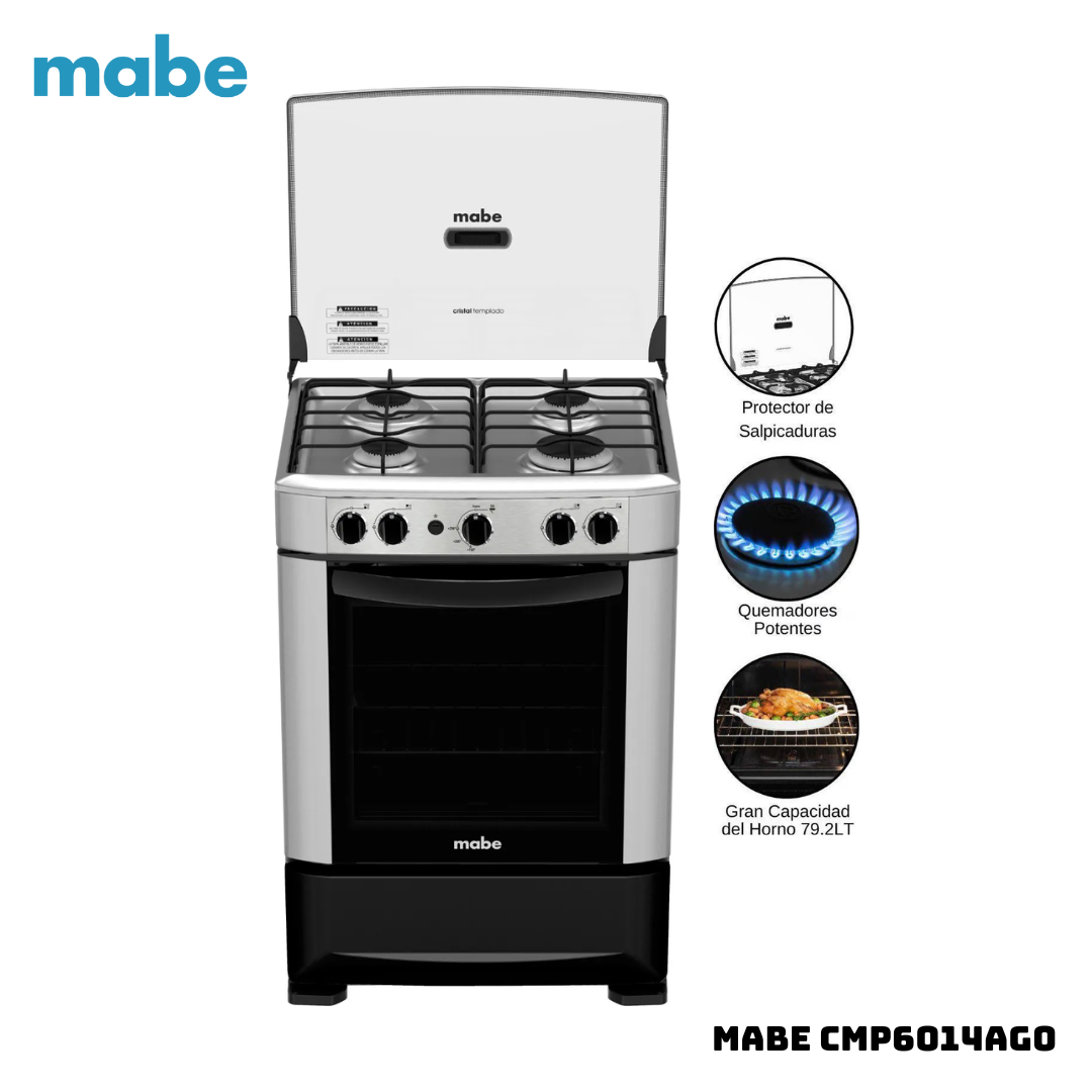 COCINA DE PIE A GAS MABE 4 QUEMADORES CMP6014AG0 ACERO INOX - 1