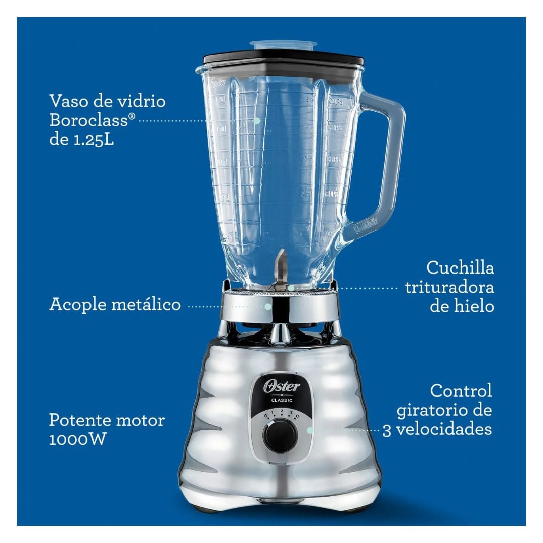 LICUADORA CLASICA OSTER 3 VELOCIDADES 1000W CROMADA - BLST4655 - 3