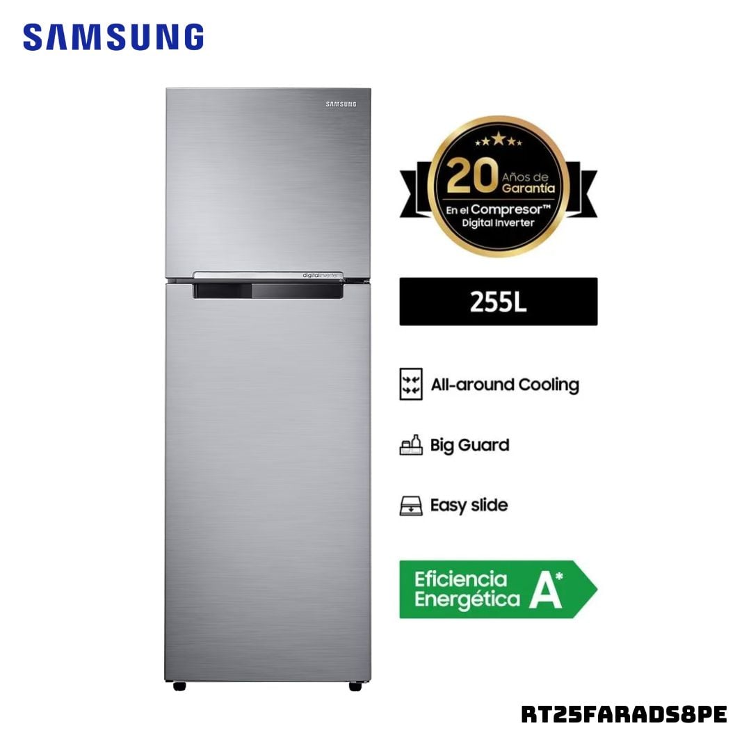 REFRIGERADORA SAMSUNG 255 L TOP FREEZER PLATEADO - RT25FARADS8PE - 1
