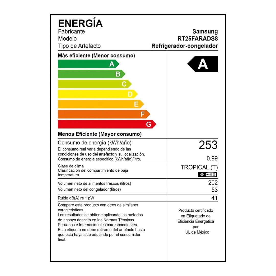 REFRIGERADORA SAMSUNG 255 L TOP FREEZER PLATEADO - RT25FARADS8PE - 8