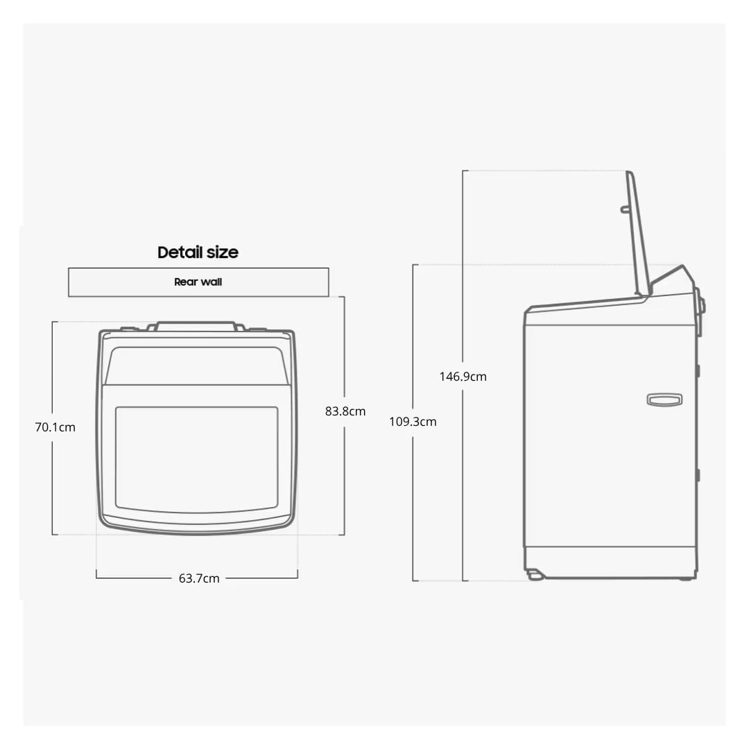 LAVADORA SAMSUNG ECOBUBBLE AI 19 KG CARGA SUPERIOR NEGRO - WA80F19S8BPE - 7
