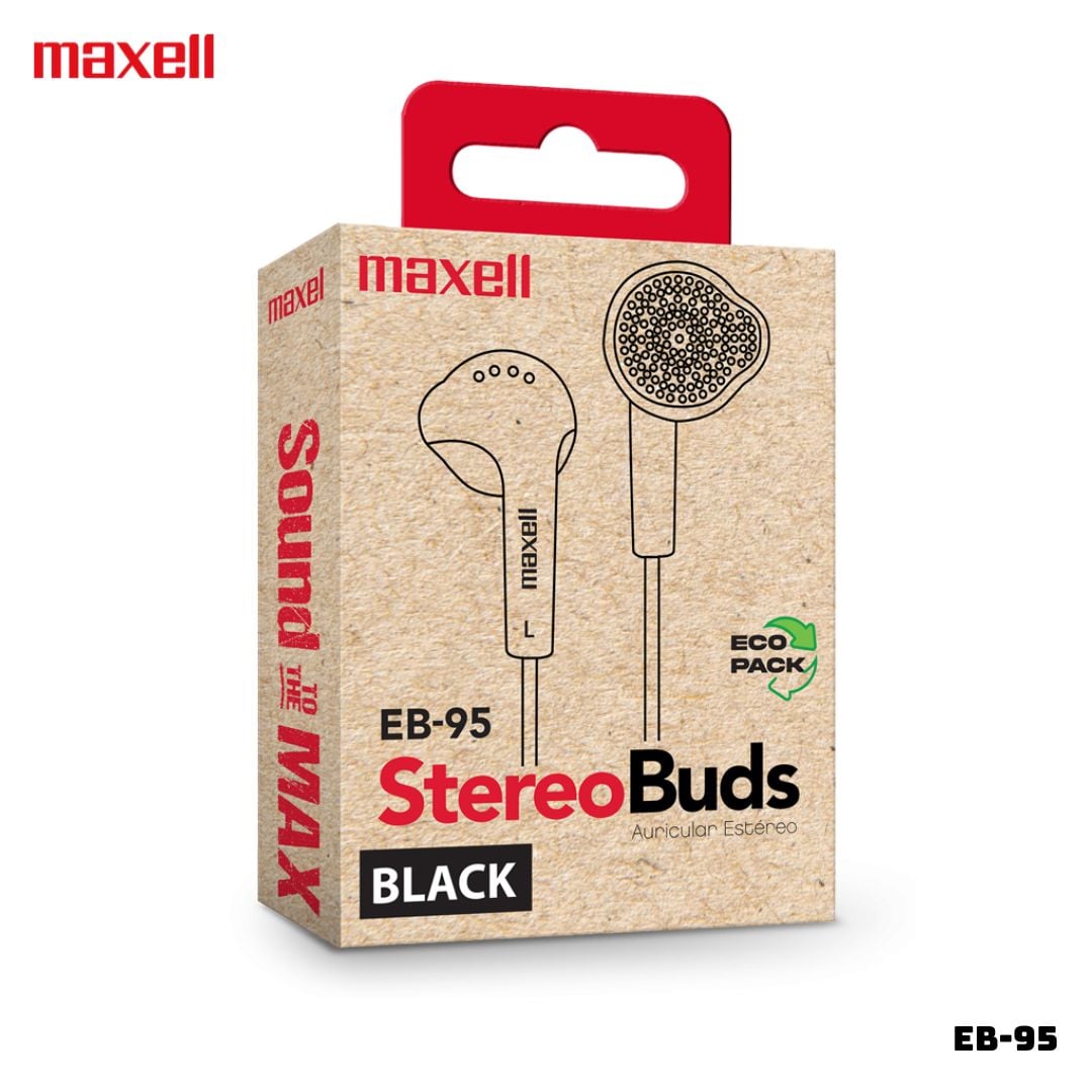 AUDIFONOS MAXELL ALAMBRICOS STEREO BUDS EB-95 - NEGRO - 1