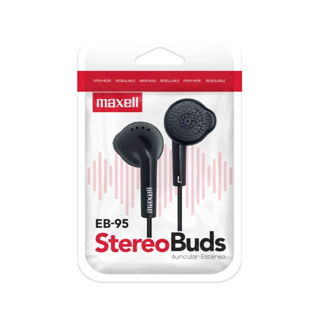 AUDIFONOS MAXELL ALAMBRICOS STEREO BUDS EB-95 - NEGRO - 3