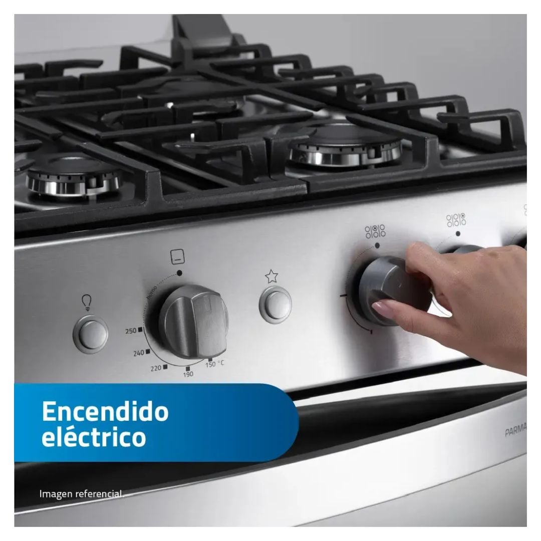 COCINA DE PIE INDURAMA A GAS 6 HORNILLAS ACERO INOX - PARMA ZAFIRO - 7