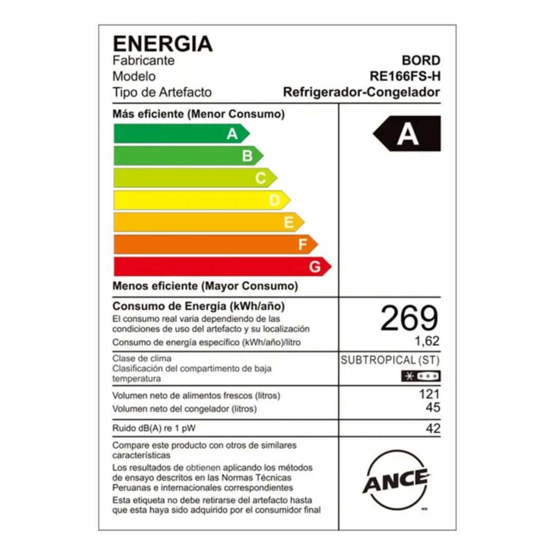 REFRIGERADORA BORD 166 L TOP FREEZER PLATEADO - RE166FS-H - 5