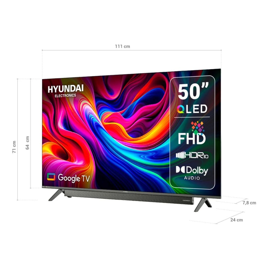 TELEVISOR HYUNDAI 50 QLED SMART TV GOOGLE TV 4K UHD 2025 - HYLED5029QFG - 3