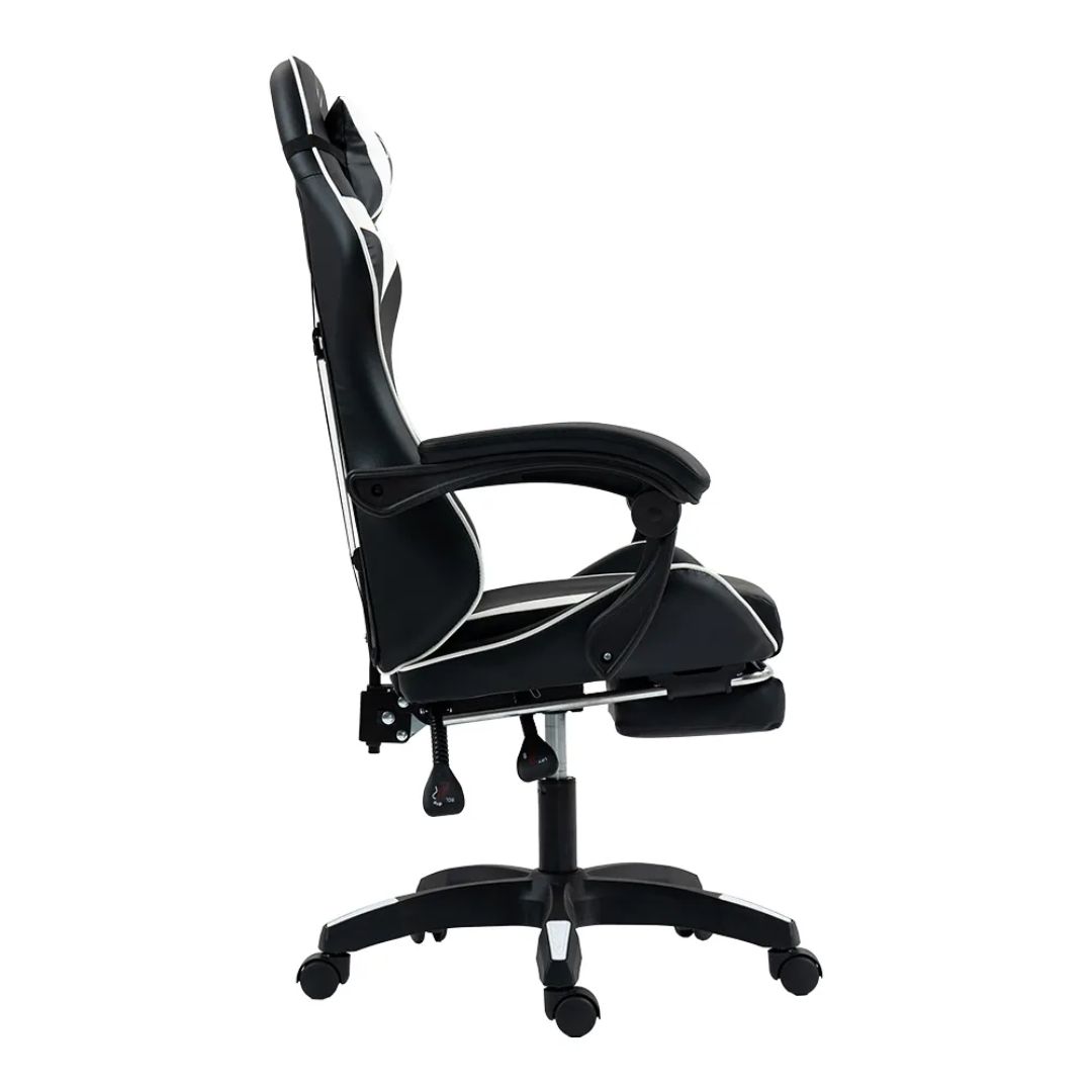 SILLA GAMER LYZOR CON POSAPIES BLANCO Y NEGRO - SGBWTWN135B - 4